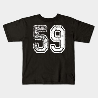 Number 59 Grungy in white Kids T-Shirt